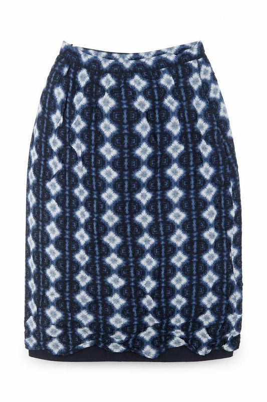Next Womens Blue Geometric Polyester A-Line Skirt Size 14 Zip