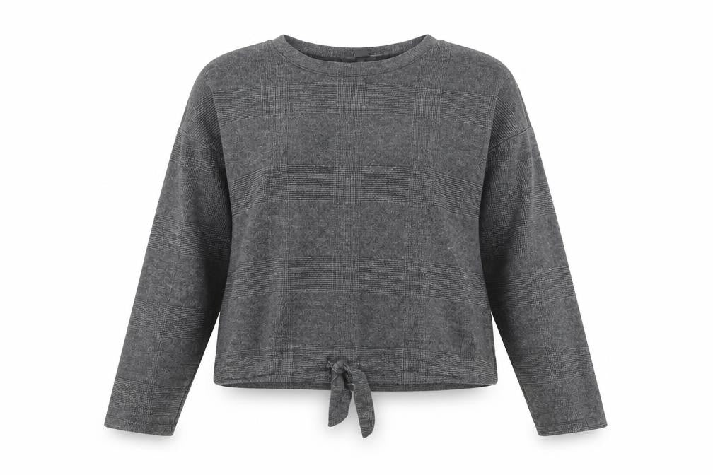 Primark Womens Grey Round Neck Geometric Polyester Pullover Jumper Size 12 - Tie Detail
