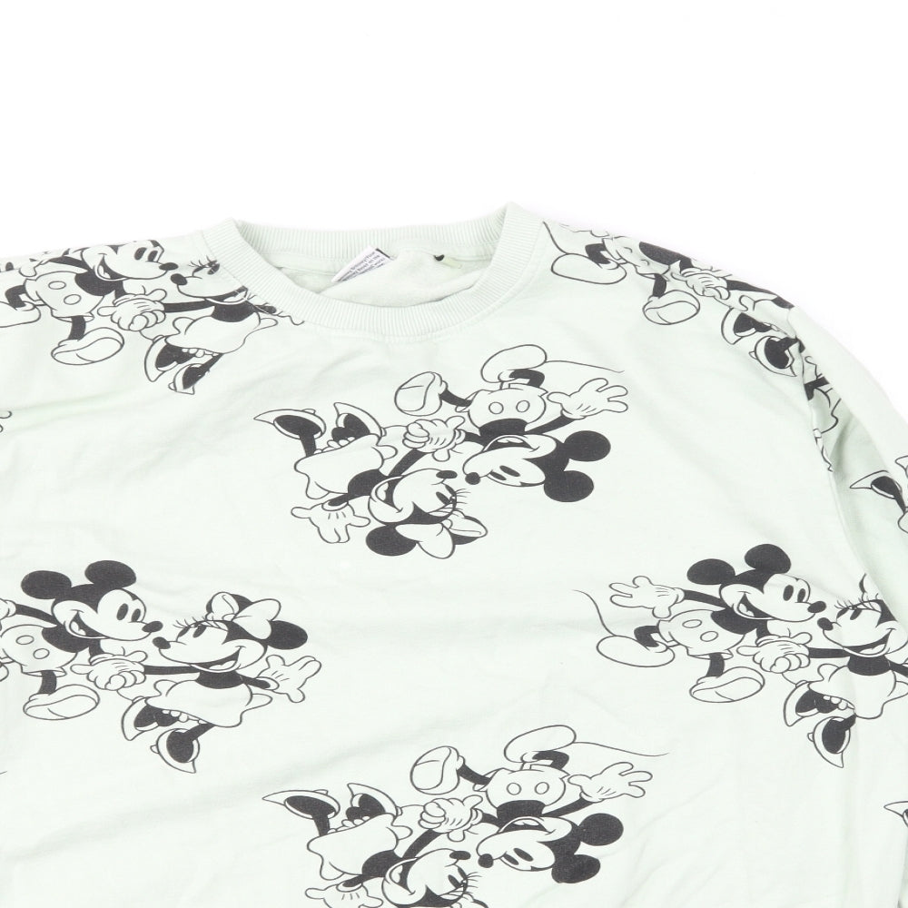 Mandarin Womens Green Geometric Cotton Pullover Sweatshirt Size 12 Pullover - Mickey Mouse