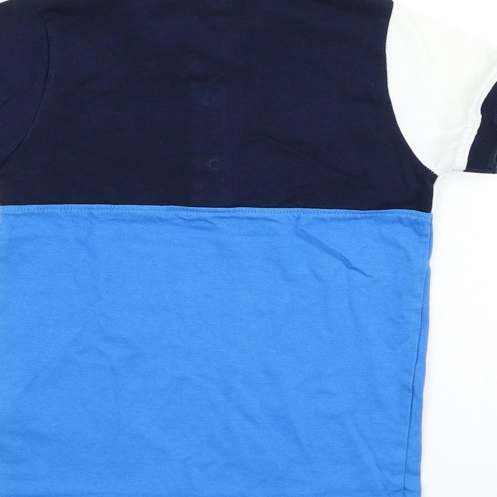 Terre de Marins Boys Blue Colourblock Cotton Basic Polo Size 5 Years Collared Button