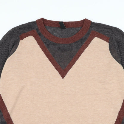 Y.A.S Womens Multicoloured Round Neck Geometric Viscose Pullover Jumper Size L