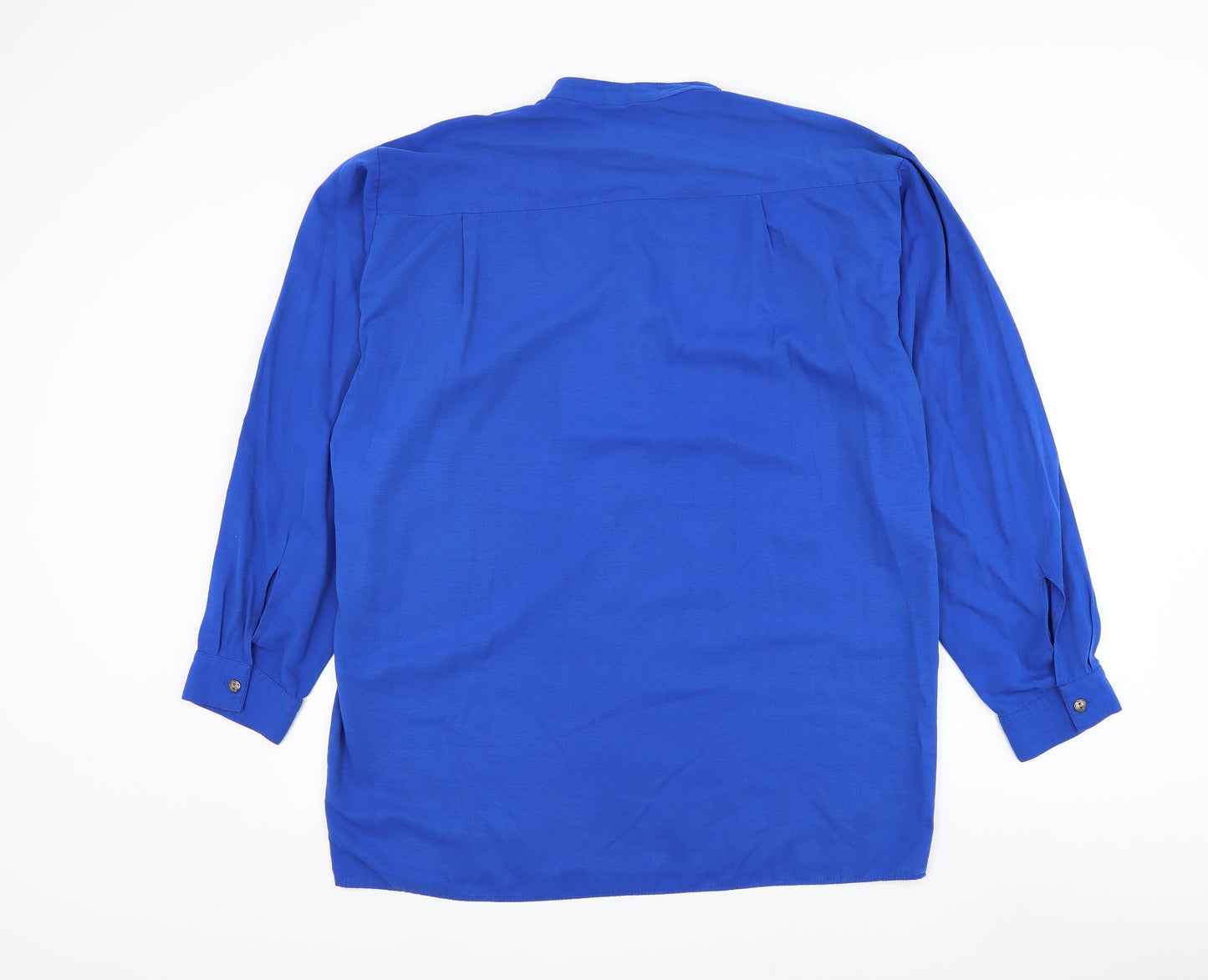 A Mans Womens Blue Polyester Basic Button-Up Size L Round Neck