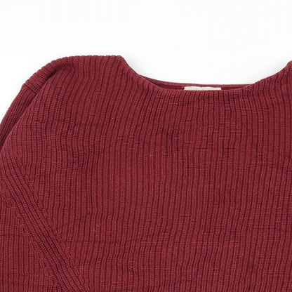Wrap Womens Red Round Neck Cotton Pullover Jumper Size 10