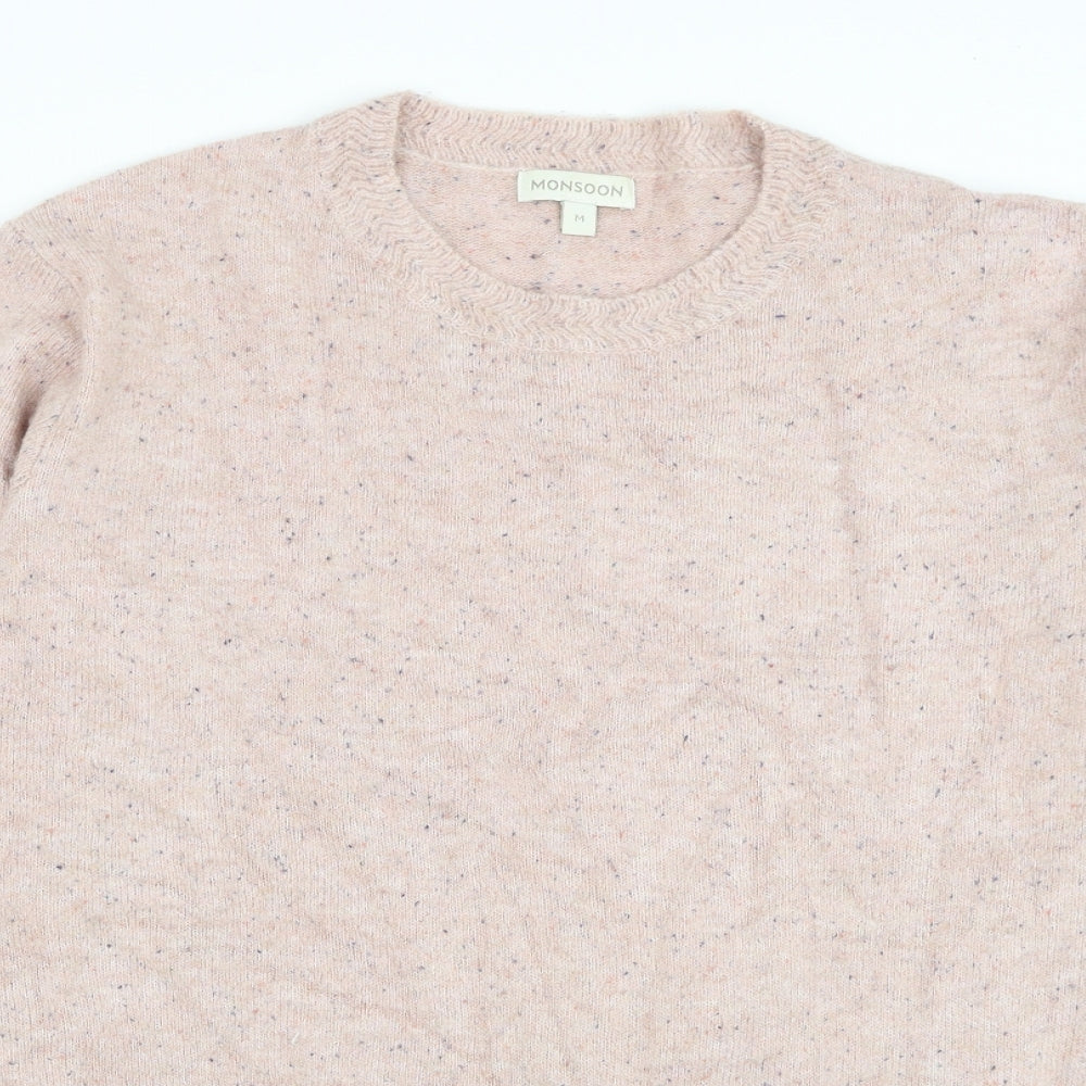 Monsoon Womens Pink Round Neck Polyester Pullover Jumper Size M