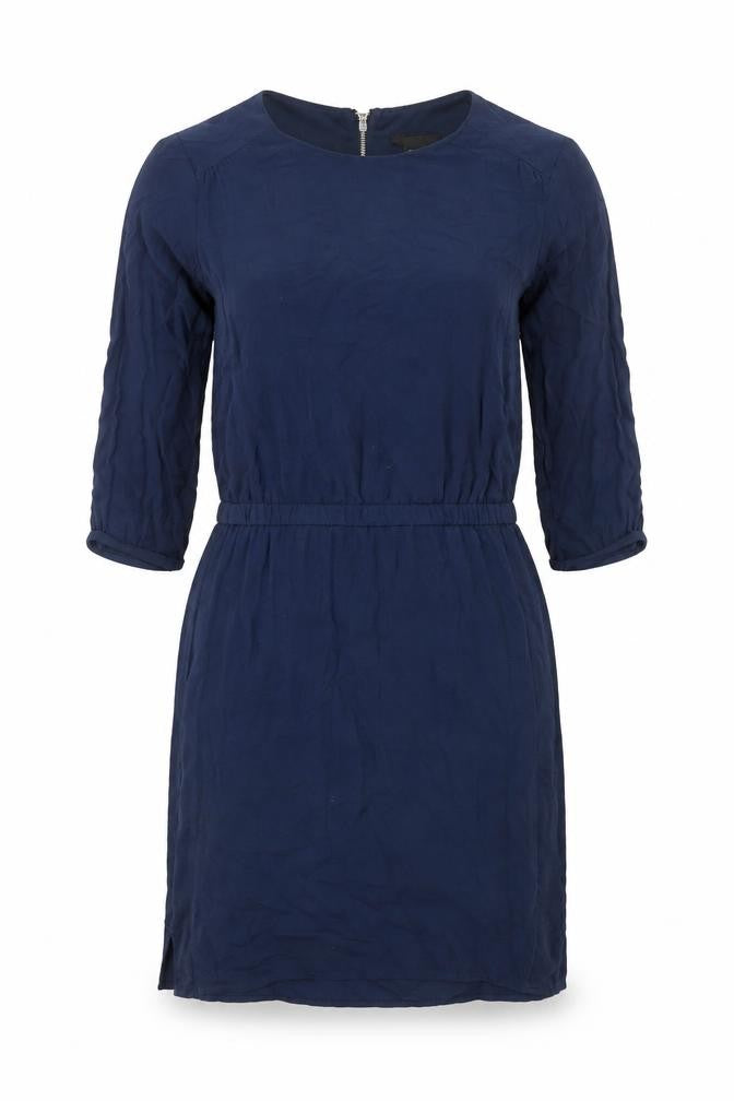 H&M Womens Blue Polyester A-Line Size 4 Crew Neck Zip - Elastic Waist
