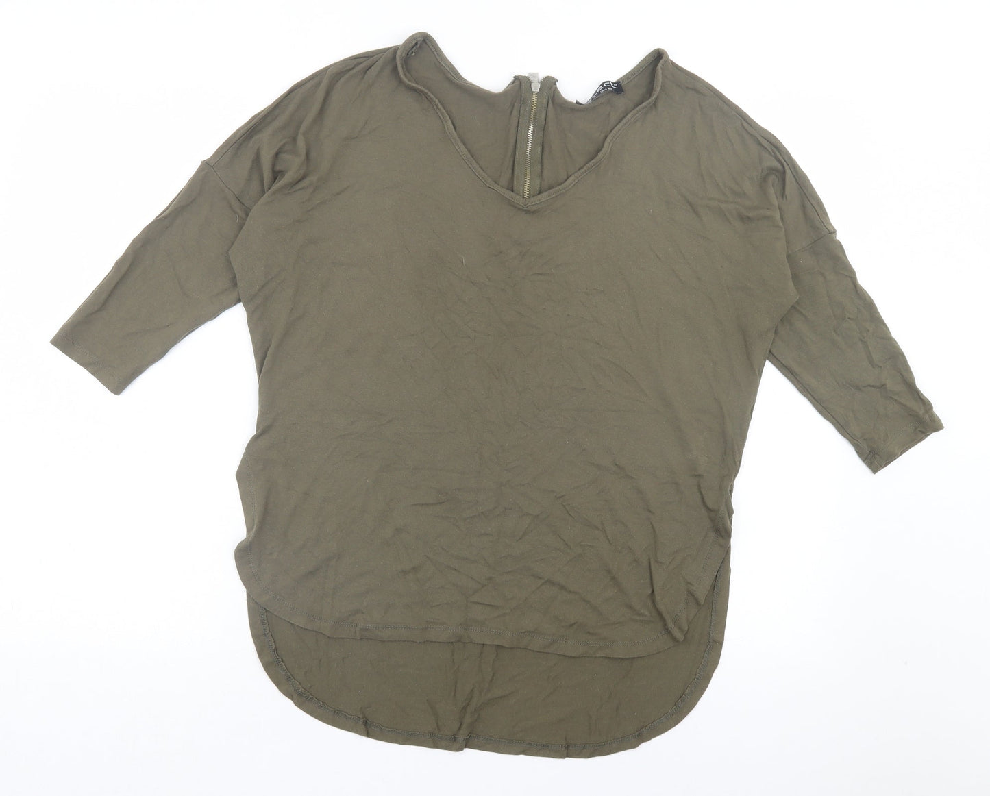 Select Womens Green Viscose Basic T-Shirt Size 12 V-Neck