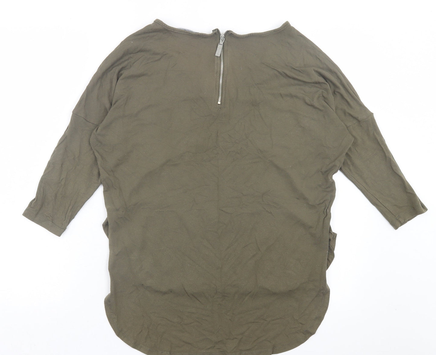 Select Womens Green Viscose Basic T-Shirt Size 12 V-Neck