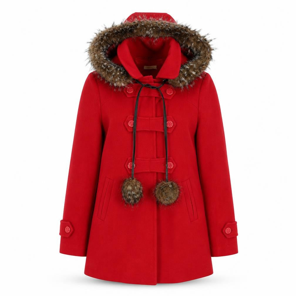 Favori Womens Red Pea Coat Coat Size 8 Button - Bobbles