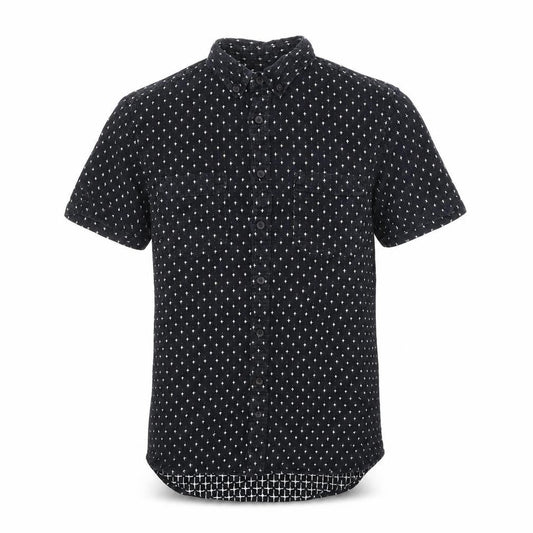Topman Mens Black Geometric Cotton Button-Up Size XS Collared Button