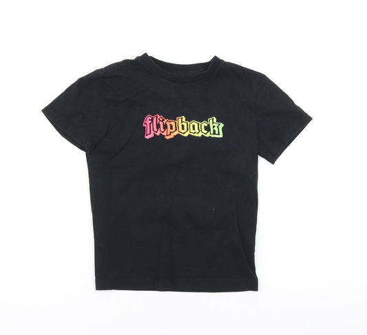 NEXT Girls Black Cotton Basic T-Shirt Size 5 Years Round Neck Pullover - Flipback