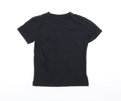 Next Girls Black Cotton Basic T-Shirt Size 5 Years Round Neck Pullover - Flipback