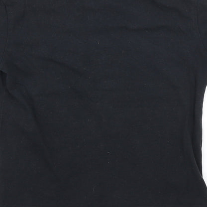 Next Girls Black Cotton Basic T-Shirt Size 5 Years Round Neck Pullover - Flipback
