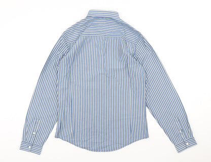 Next Mens Black Striped Cotton Button-Up Size S Collared Button