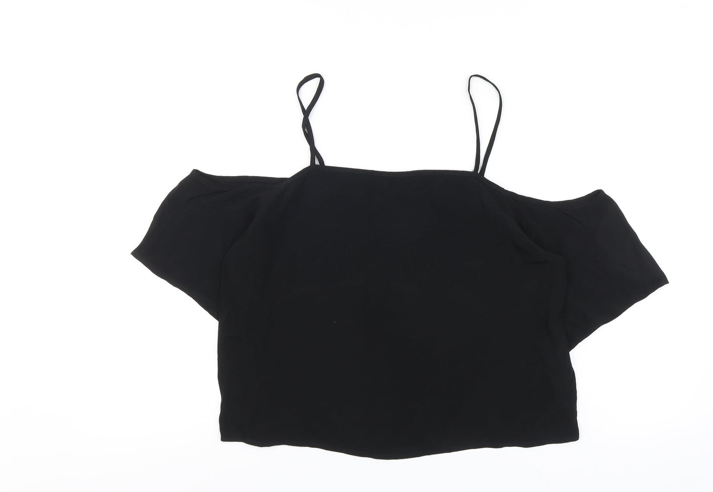 Forever21 Womens Black Polyester Basic Blouse Size S Off the Shoulder