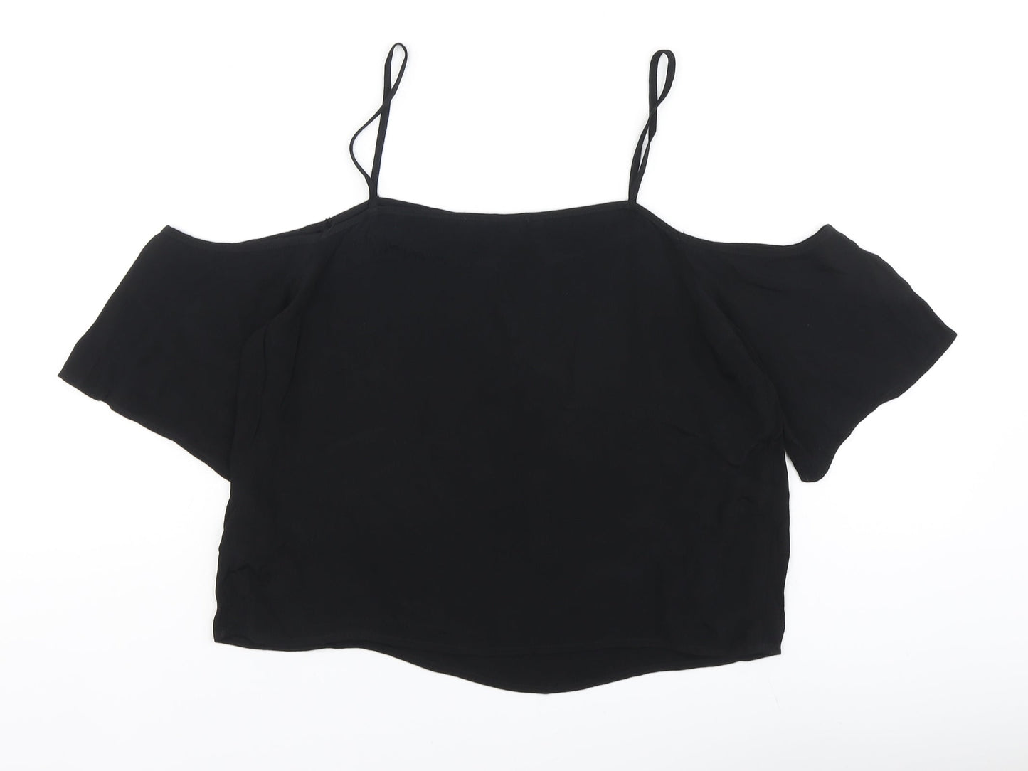Forever21 Womens Black Polyester Basic Blouse Size S Off the Shoulder