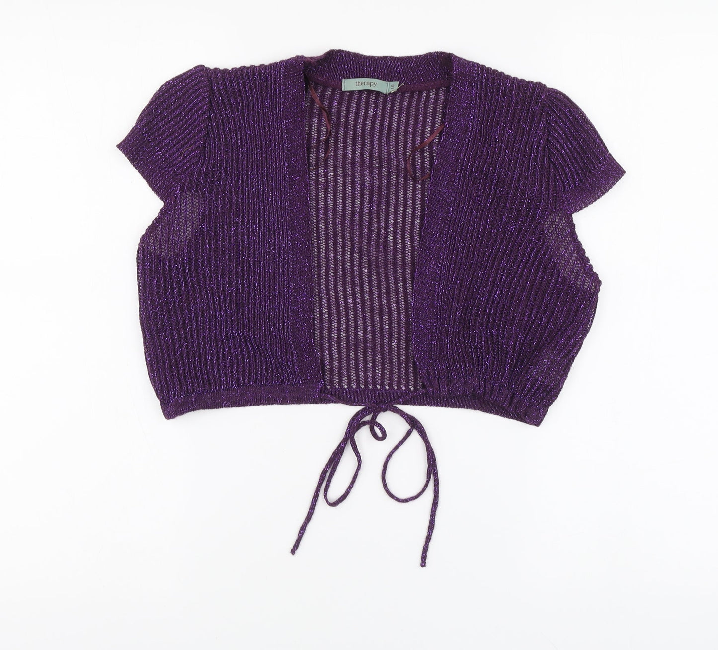 Therapy Womens Purple V-Neck Acrylic Shrug Jumper Size 10