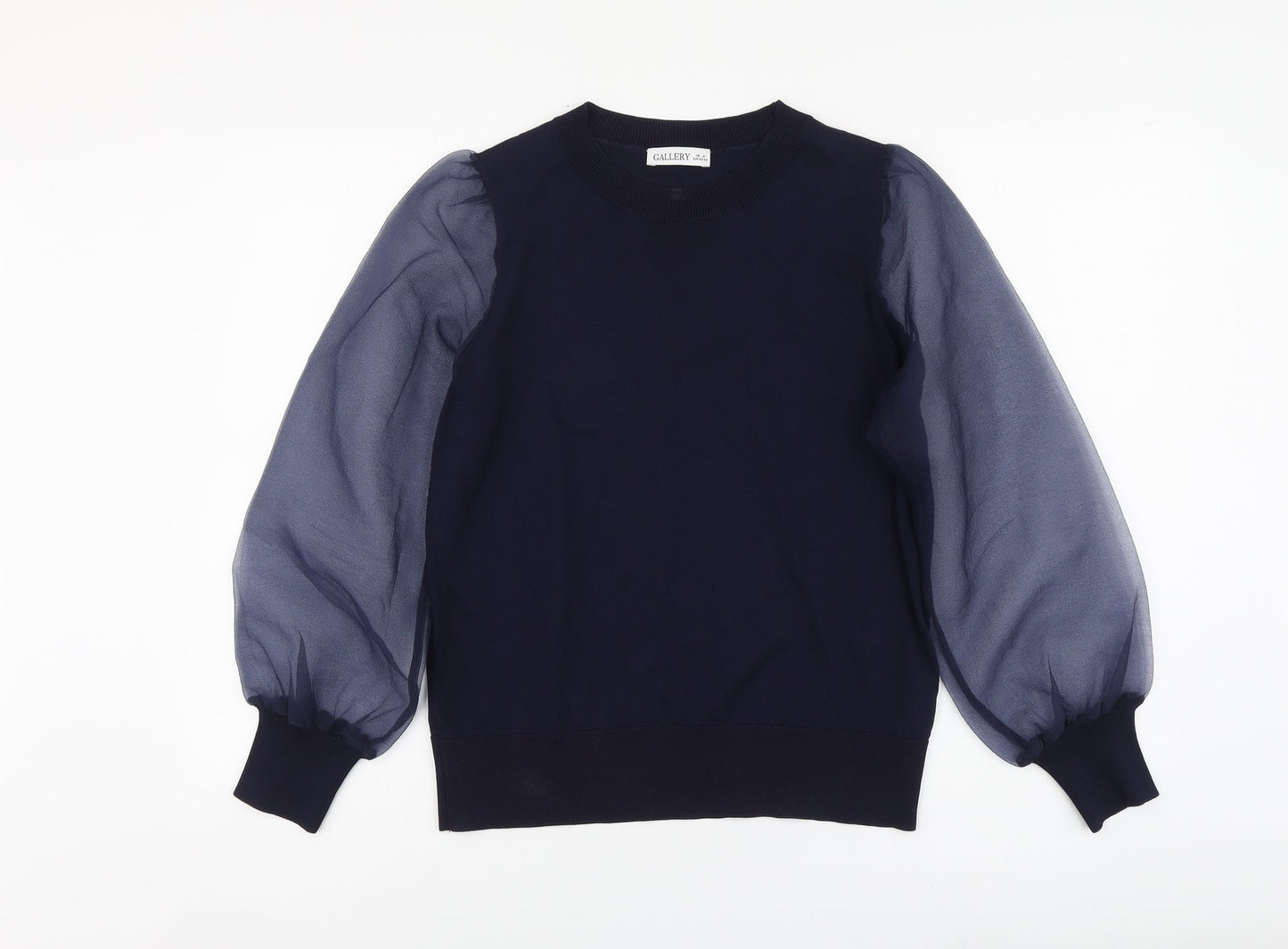 Gallery Womens Blue Round Neck Viscose Henley Jumper Size M