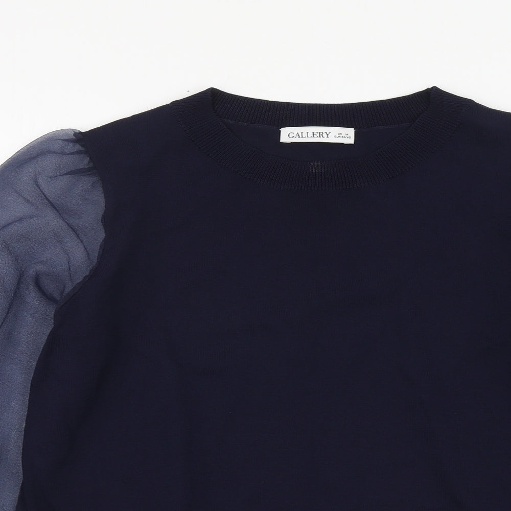 Gallery Womens Blue Round Neck Viscose Henley Jumper Size M