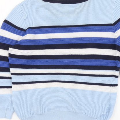 Savida Womens Blue Round Neck Striped Viscose Pullover Jumper Size M