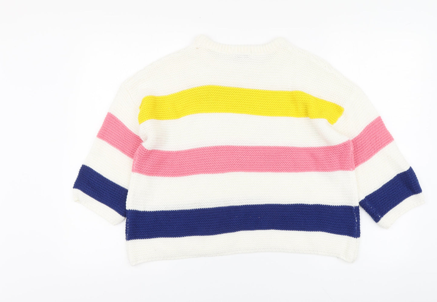 Brave Soul Womens Multicoloured Round Neck Striped Acrylic Pullover Jumper Size 12