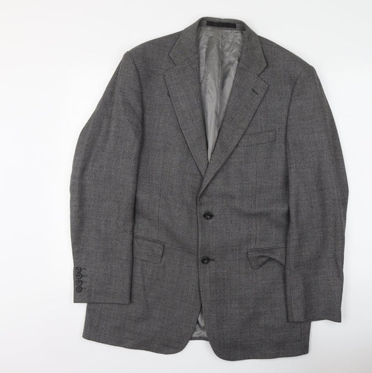 Marks and Spencer Mens Grey Herringbone Wool Jacket Suit Jacket Size L