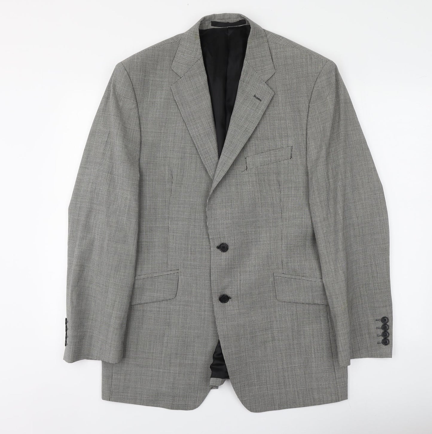 Marks and Spencer Mens Green Houndstooth Wool Jacket Suit Jacket Size M