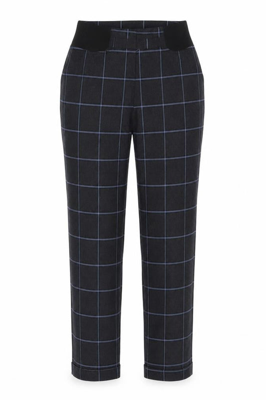 ASOS Womens Grey Plaid Cotton Trousers Size 10 L31 in Regular Button
