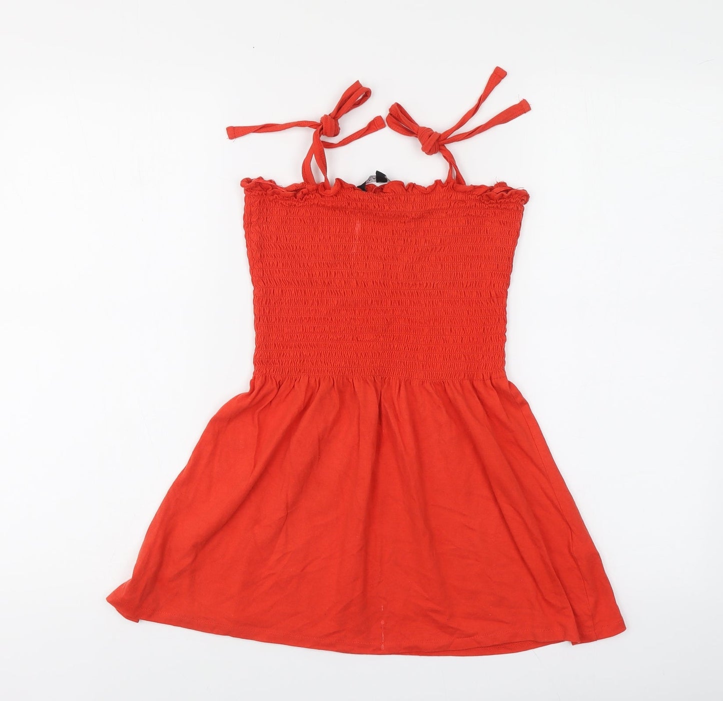 Peacocks Womens Orange Cotton Basic Blouse Size 10 Square Neck