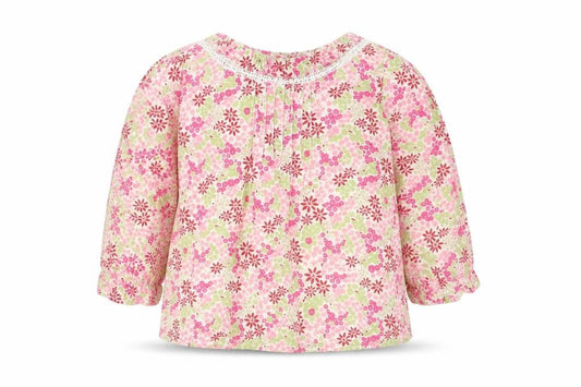 H&M Baby Pink Floral Cotton Basic Blouse Size 3-6 Months Round Neck Buckle
