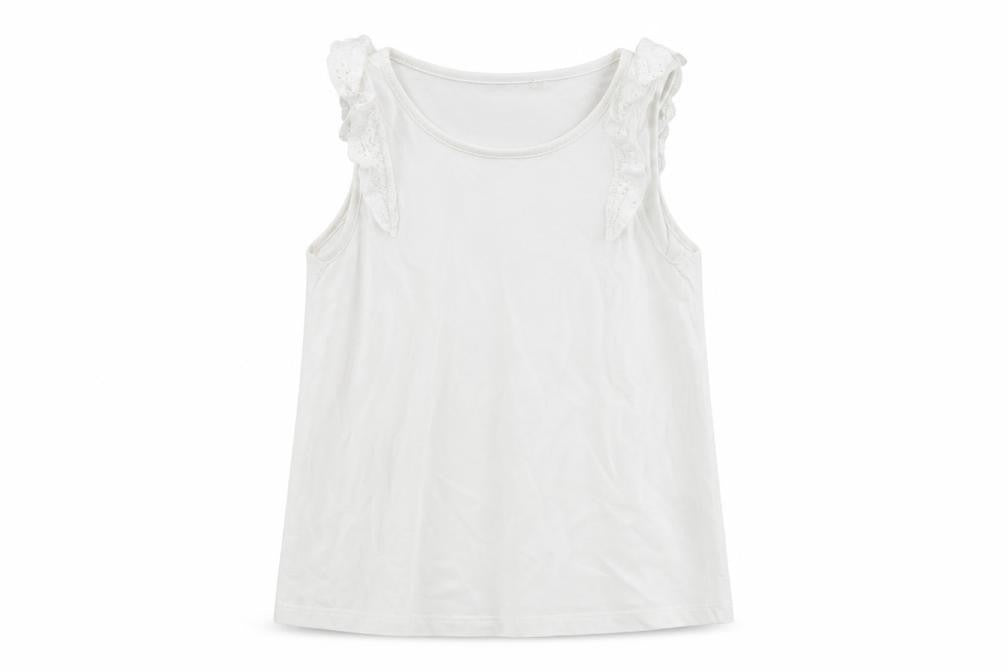 NEXT Girls White Cotton Basic Tank Size 4-5 Years Round Neck Pullover