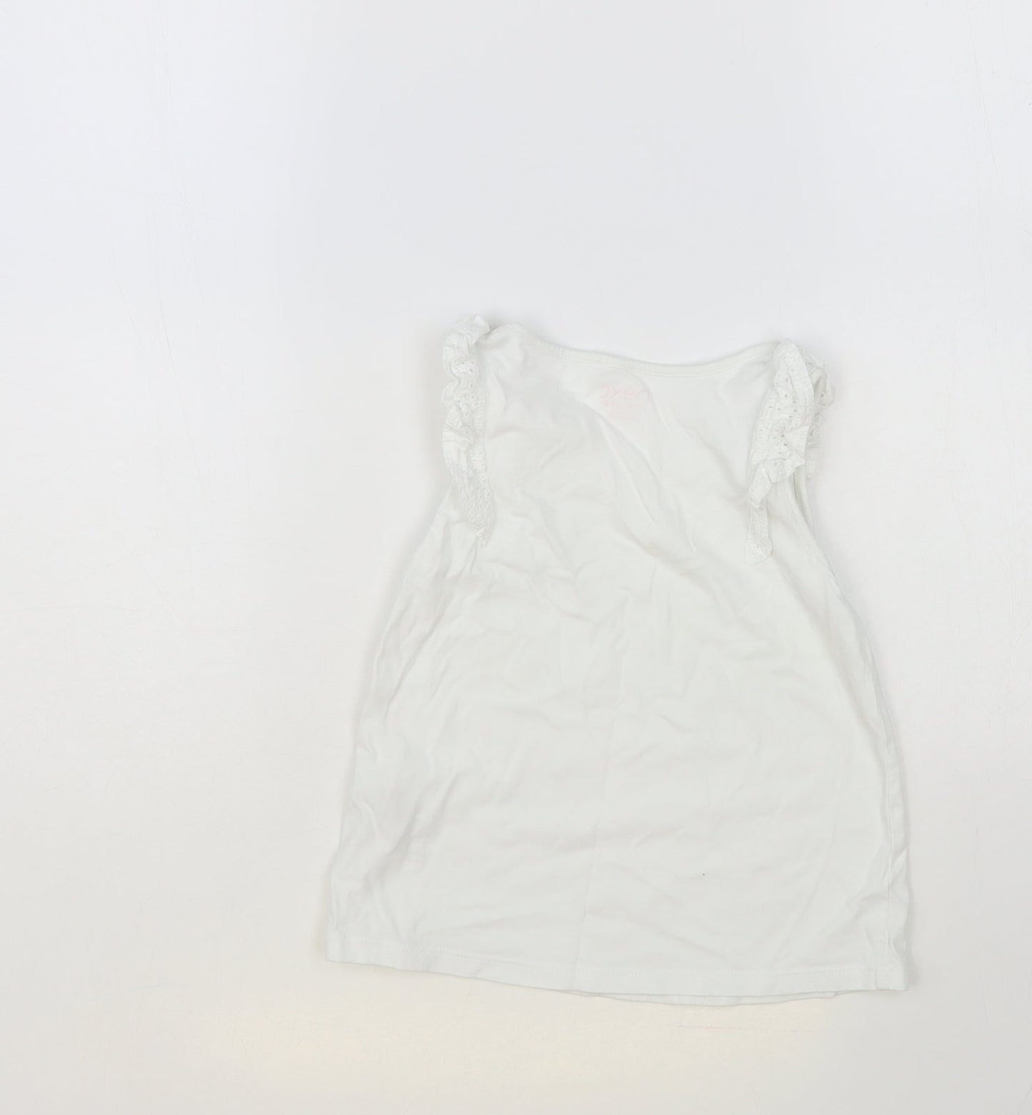 NEXT Girls White Cotton Basic Tank Size 4-5 Years Round Neck Pullover