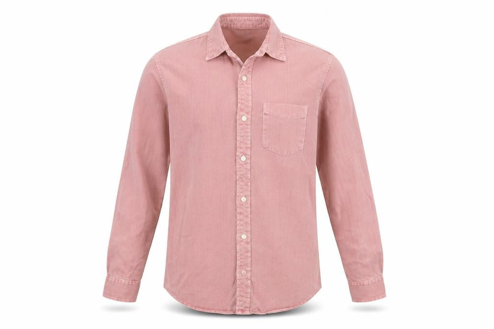 Pull&Bear Mens Pink Cotton Button-Up Size S Collared Button