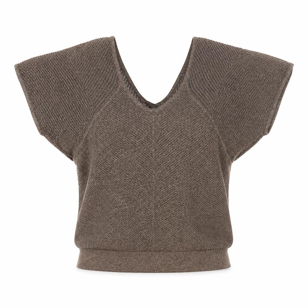 Express Womens Brown V-Neck Acrylic Pullover Jumper Size S