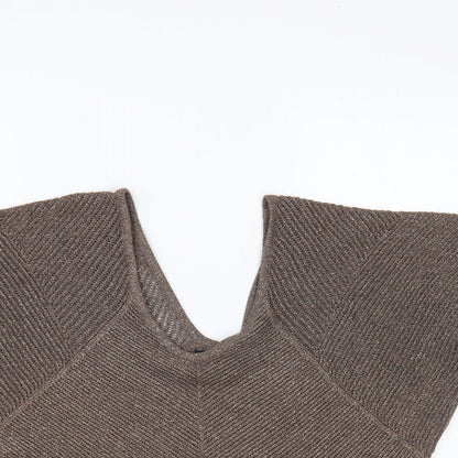Express Womens Brown V-Neck Acrylic Pullover Jumper Size S