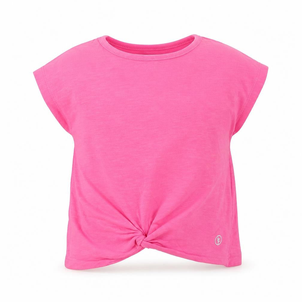 Leigh Tucker Willow Girls Pink Cotton Basic T-Shirt Size 5-6 Years Crew Neck Pullover - Knot