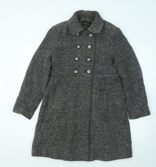 Debenhams Womens Black Overcoat Jacket Size 10 Hook & Eye