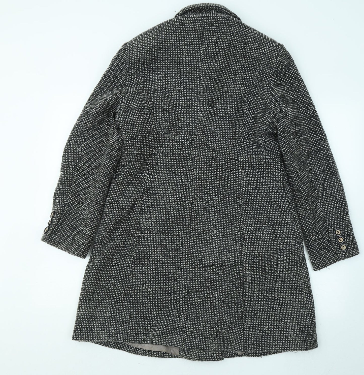 Debenhams Womens Black Overcoat Jacket Size 10 Hook & Eye