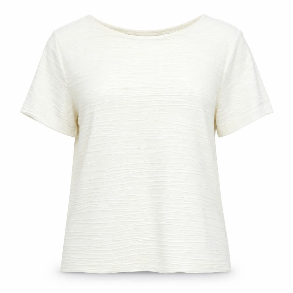 Marks & Spencer Womens Ivory Round Neck Striped Polyester Pullover Jumper Size 16