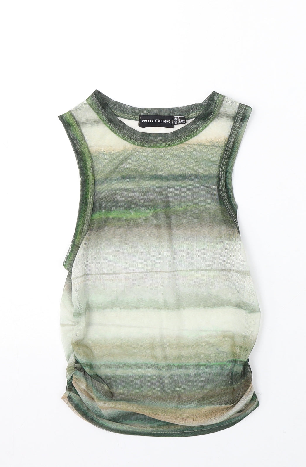 PRETTYLITTLETHING Womens Multicoloured Geometric Polyester Basic Tank Size 6 Round Neck