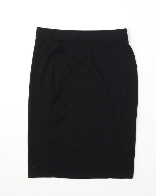 Marks and Spencer Girls Black Viscose Straight & Pencil Skirt Size 13-14 Years Regular