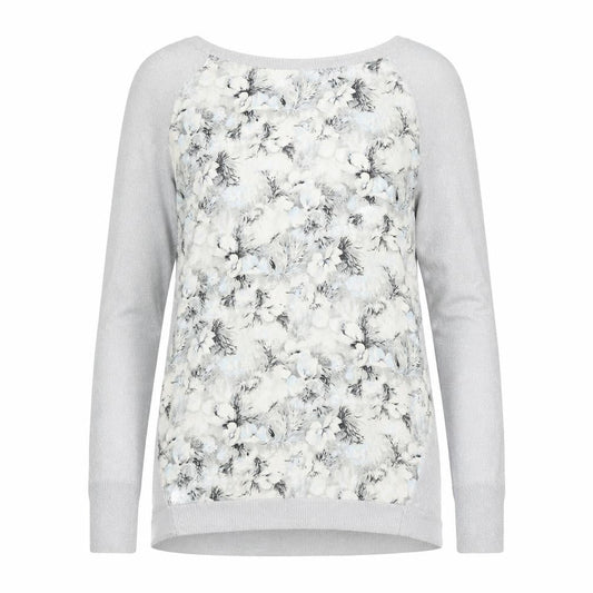 Oasis Womens Silver Round Neck Floral Viscose Pullover Jumper Size XS