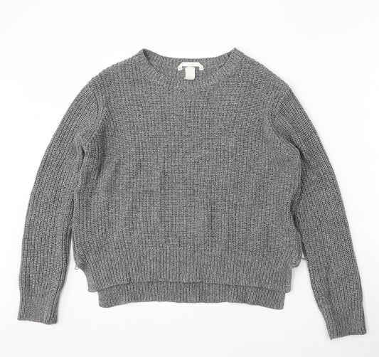 H&M Womens Grey Round Neck Acrylic Pullover Jumper Size M