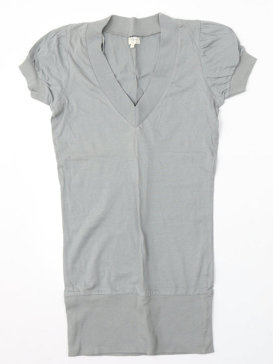 New Look Womens Grey V-Neck Cotton Pullover Jumper Size 8