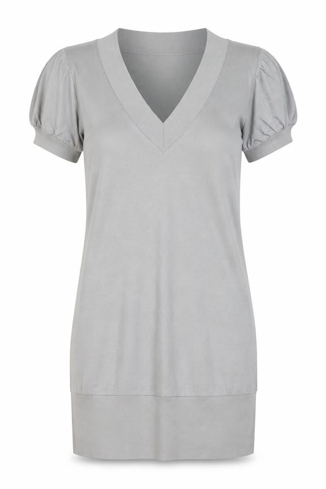 New Look Womens Grey V-Neck Cotton Pullover Jumper Size 8
