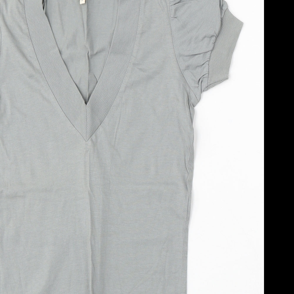 New Look Womens Grey V-Neck Cotton Pullover Jumper Size 8