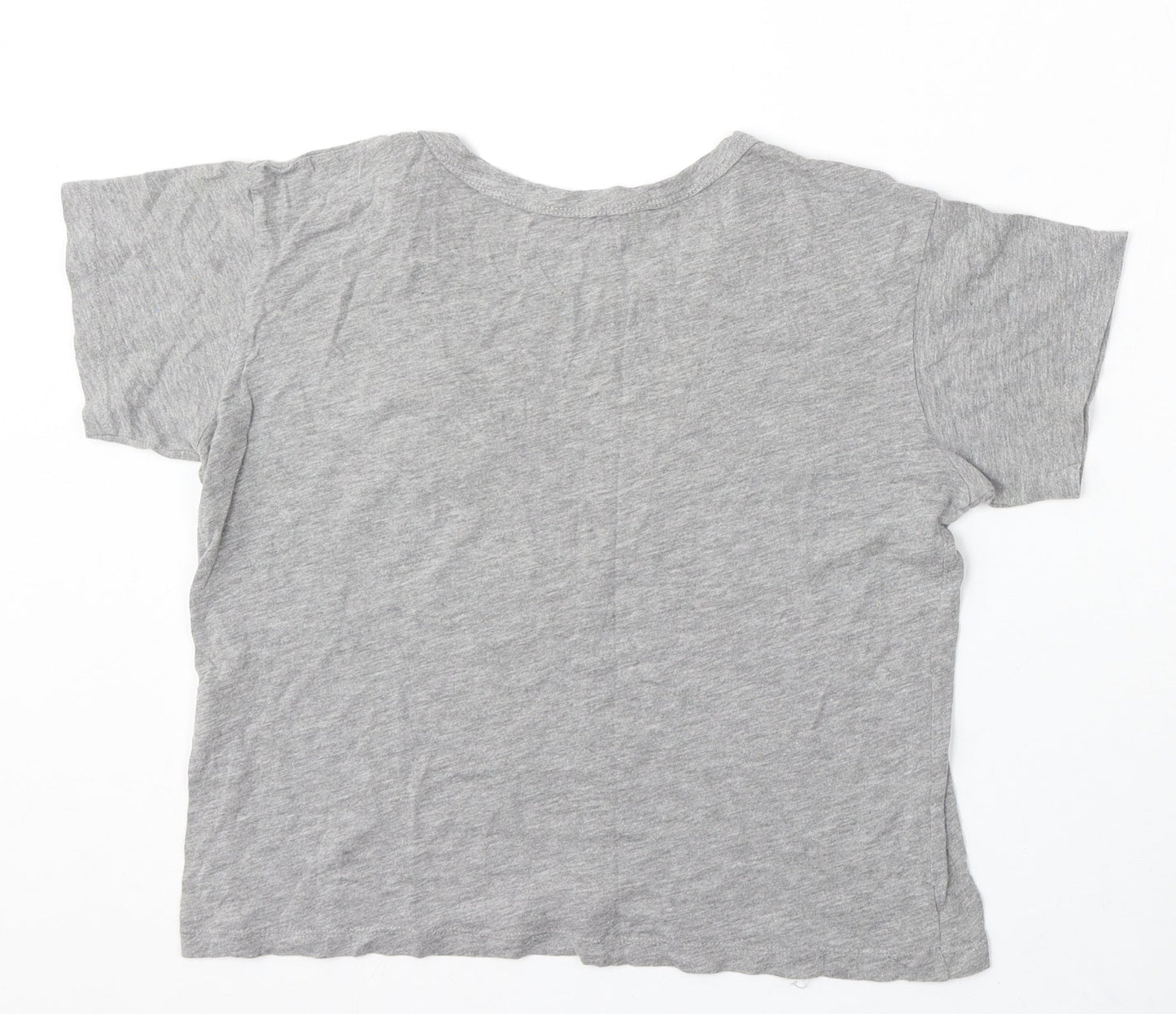 Pull&Bear Womens Grey Cotton Basic T-Shirt Size S Round Neck - Fake Alien