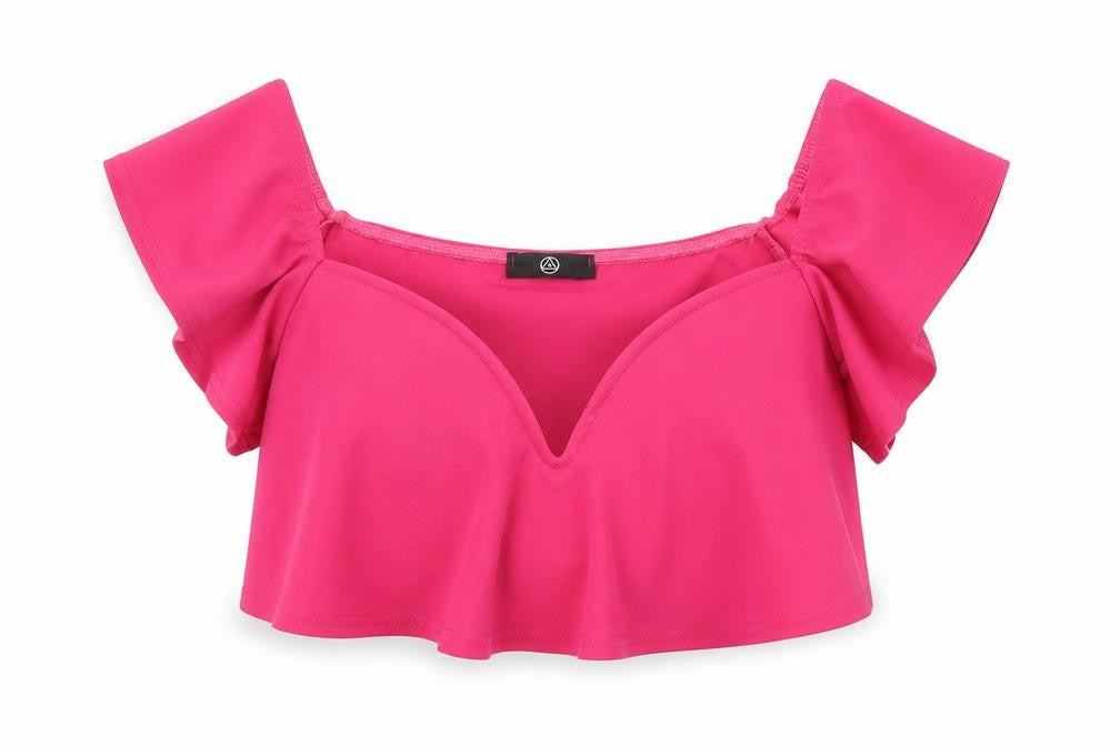 Missguided Womens Pink Polyester Cropped Blouse Size 8 Sweetheart