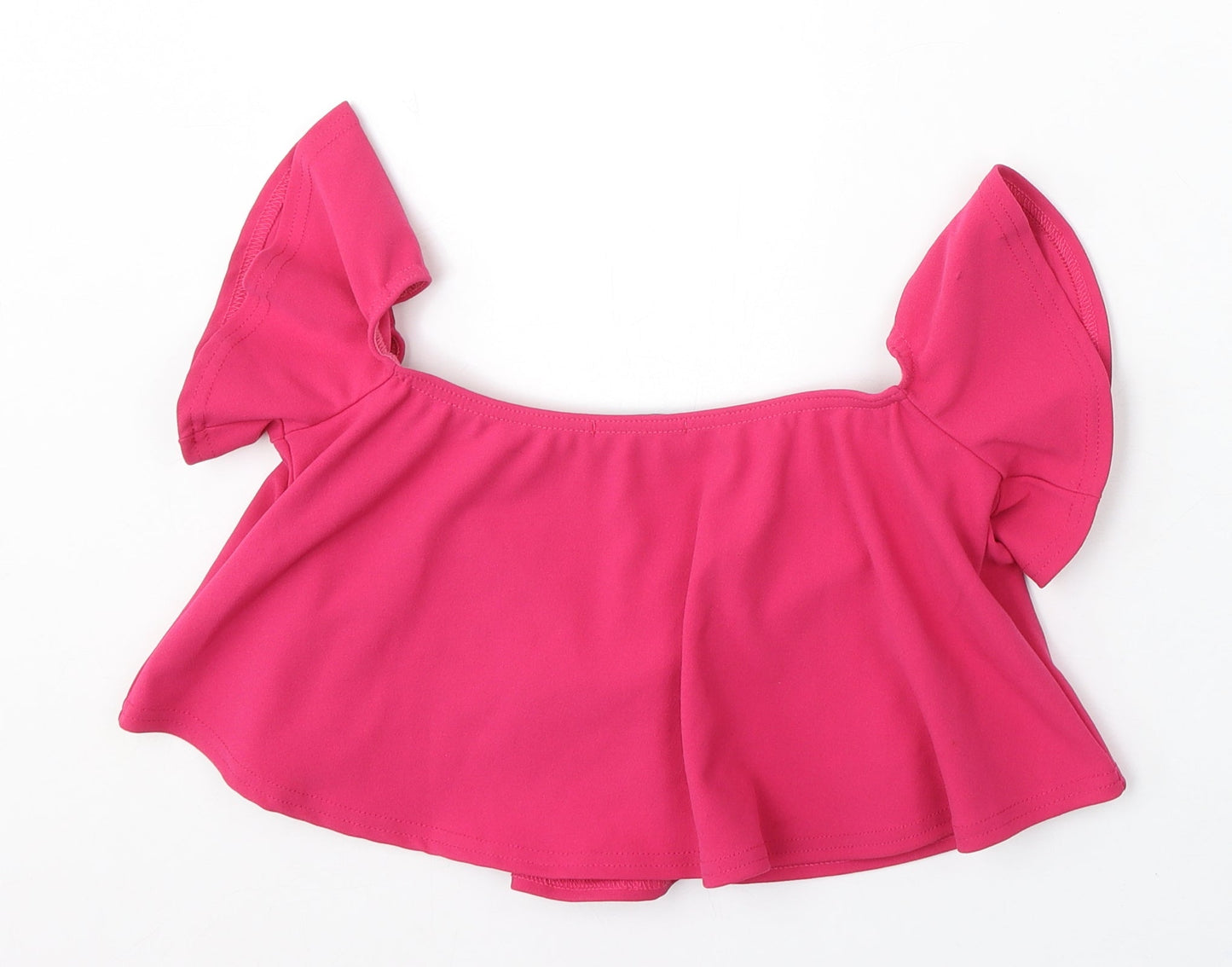Missguided Womens Pink Polyester Cropped Blouse Size 8 Sweetheart