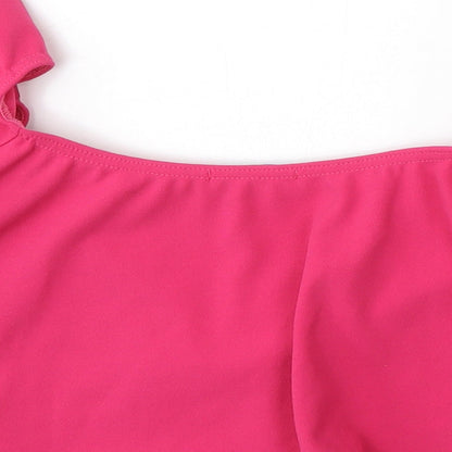 Missguided Womens Pink Polyester Cropped Blouse Size 8 Sweetheart