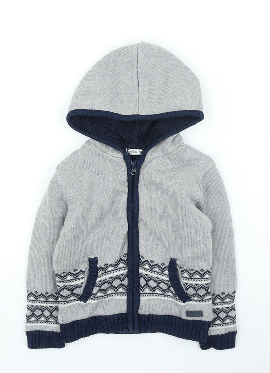 mini bol Boys Grey Geometric Jacket Size 3 Years Zip